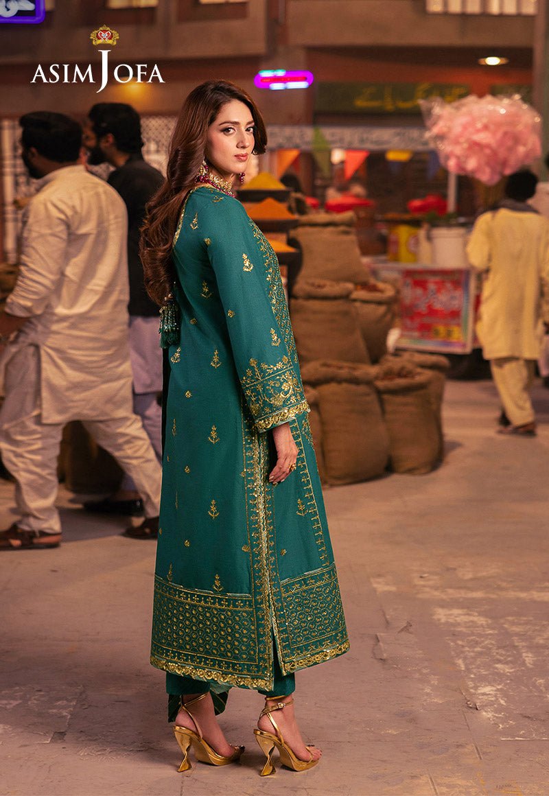 ASIM JOFA 3 PIECE EMBROIDERED SILK SUIT (AJKK-27)