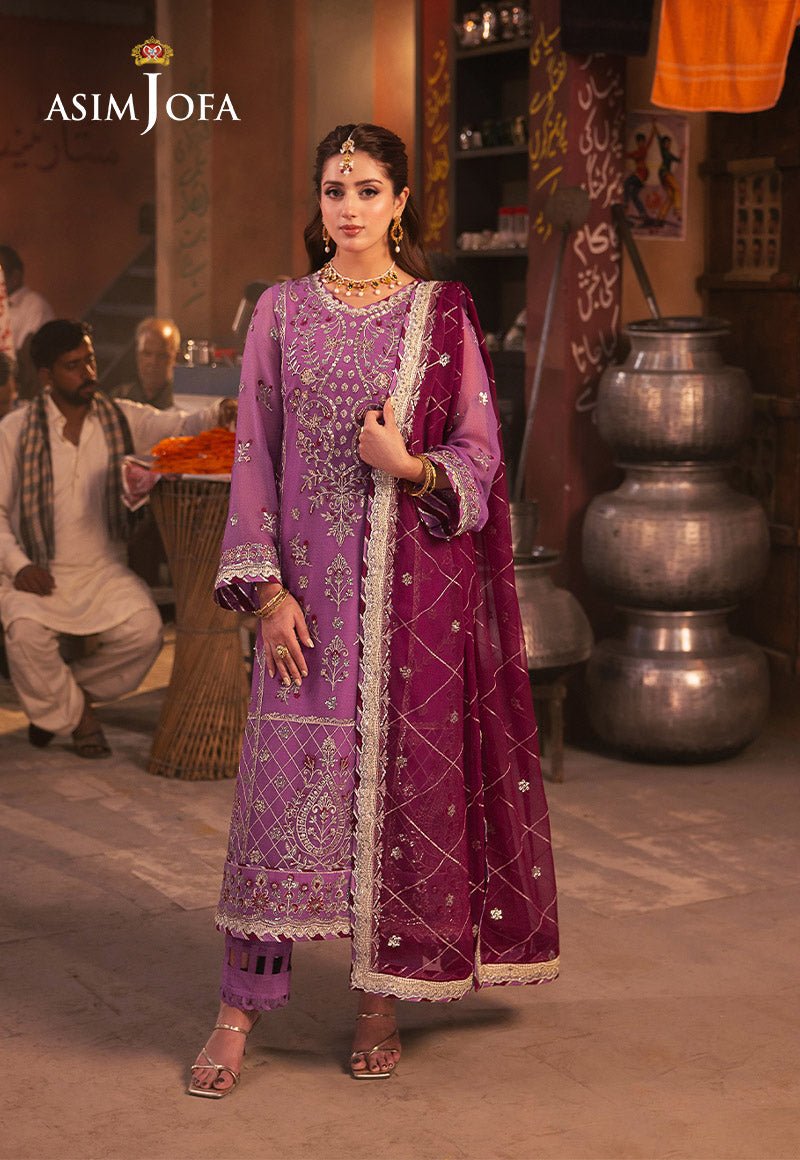 ASIM JOFA 3 PIECE EMBROIDERED CHIFFON SUIT (AJKK-28)