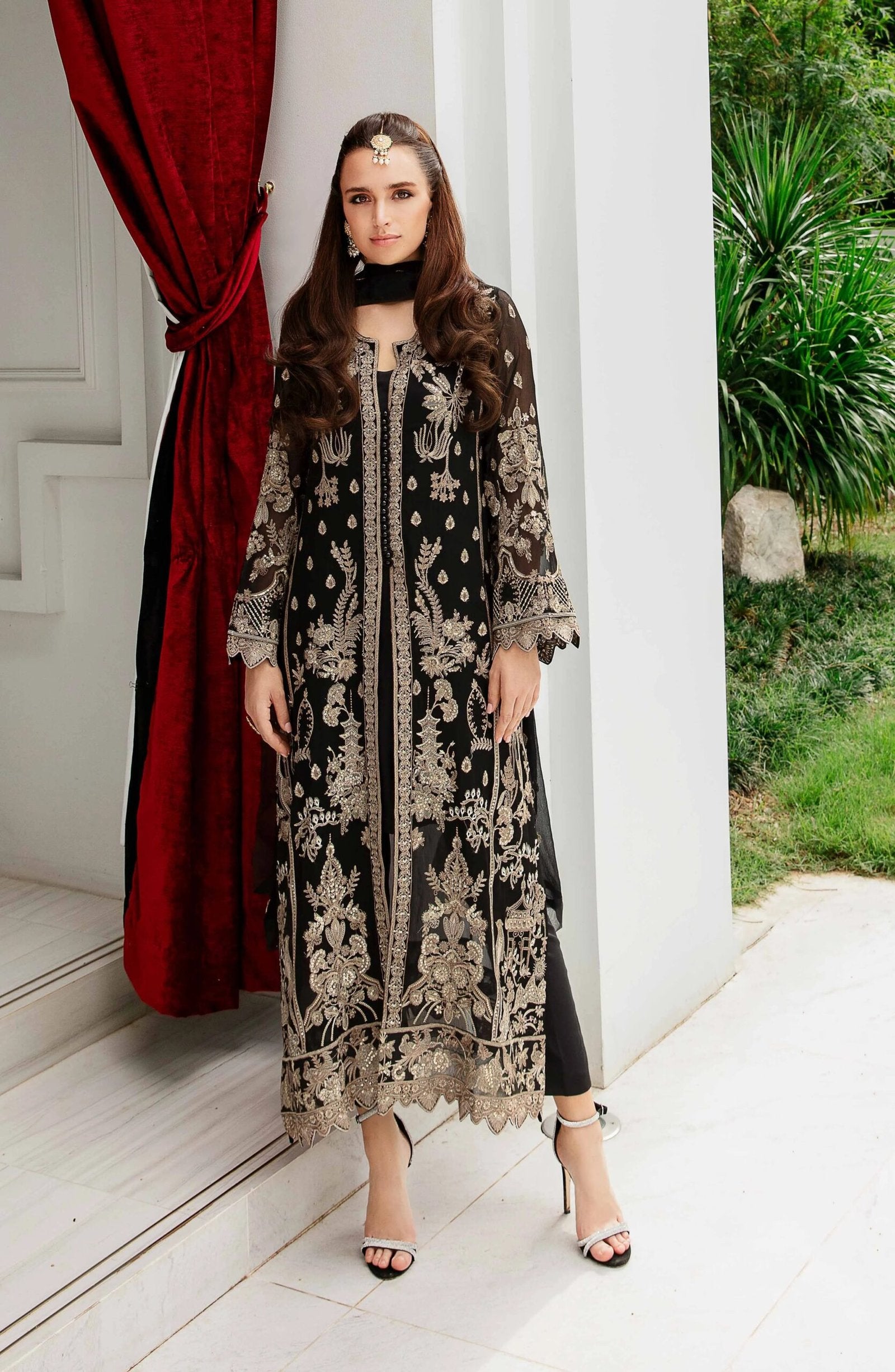 MARYUM &amp; MARIA 3PC EMBROIDERED CHIFFON SUIT (AZZA-FW23-507)