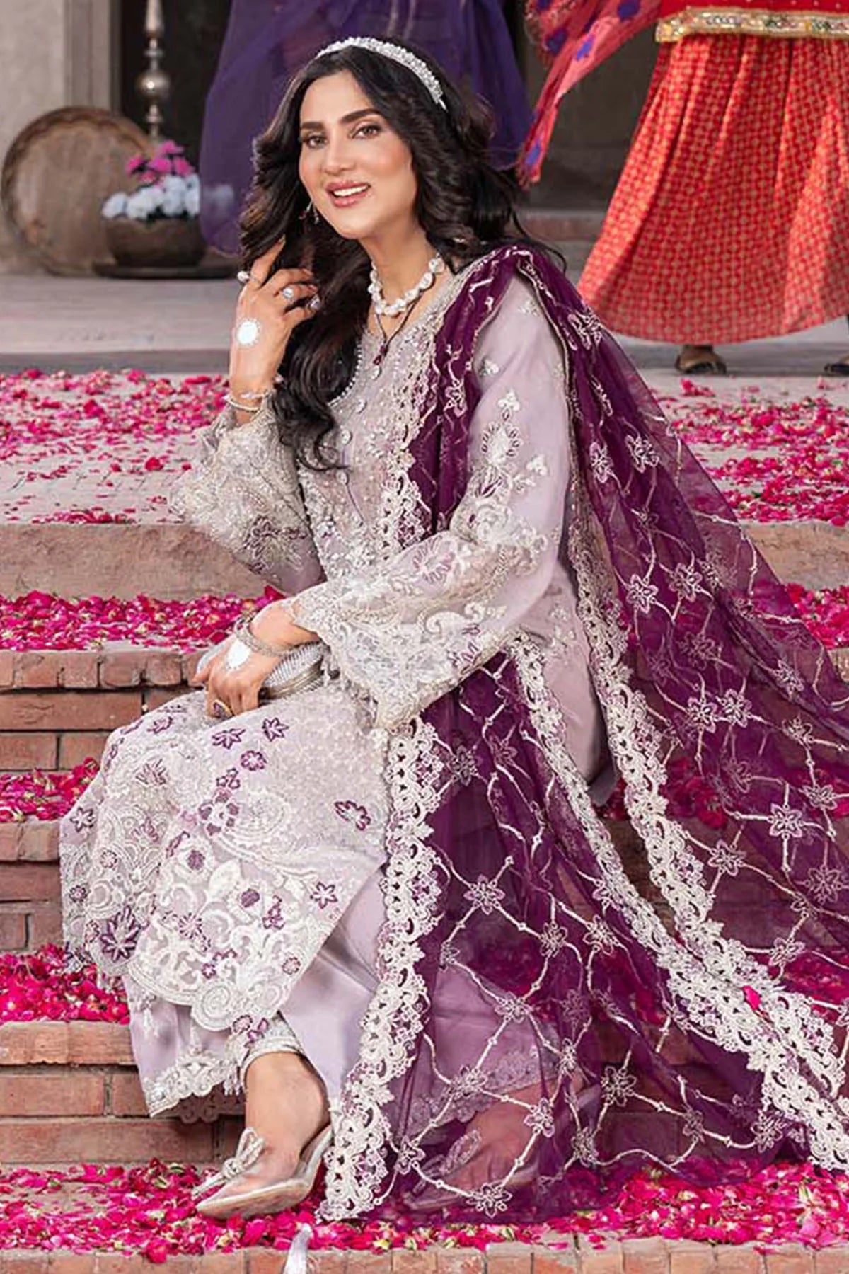 Imrozia 3Pc Embroidered Organza Suit IP-151 MARIF gulbuy.com