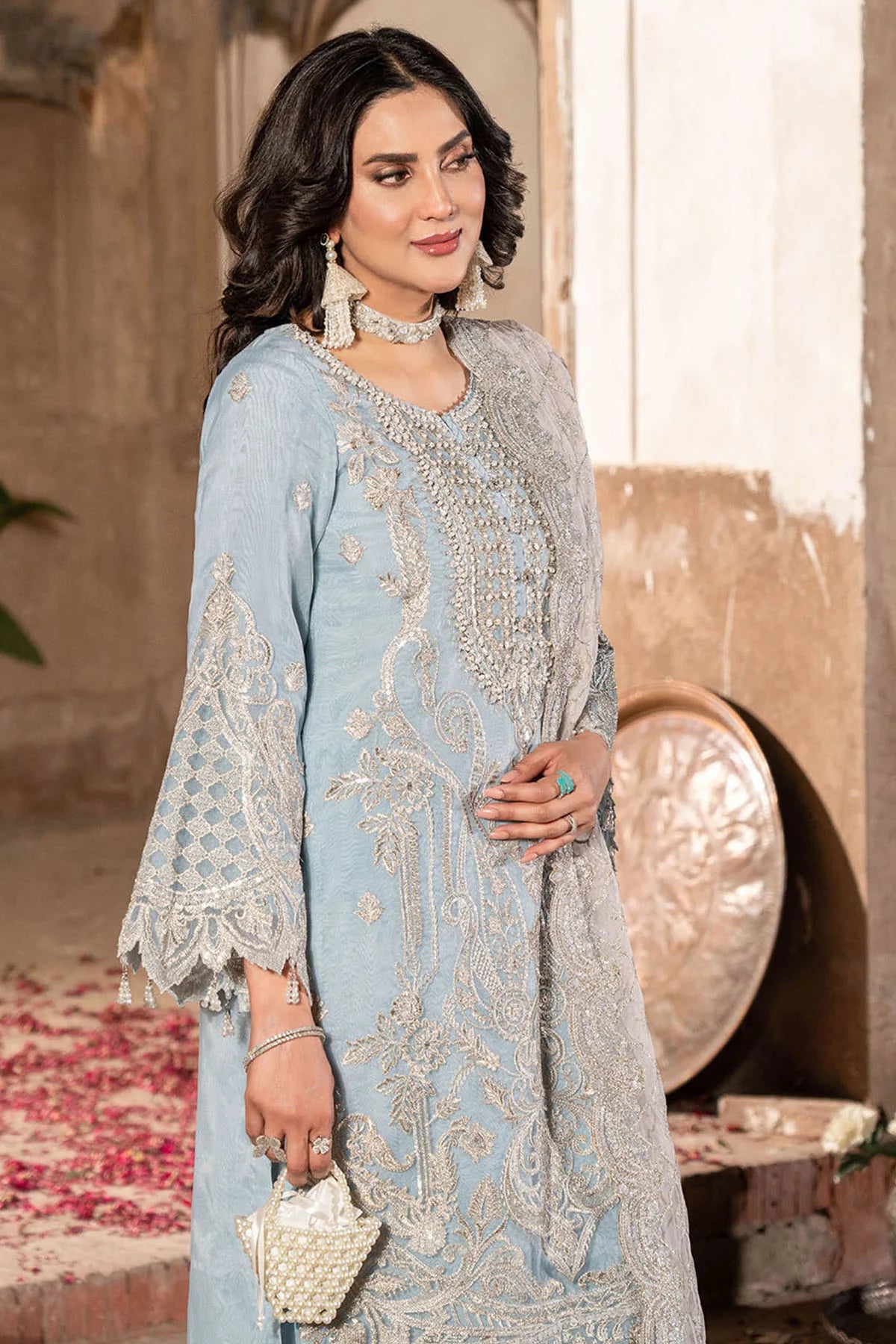 Imrozia 3Pc Embroidered Organza Suit IP-147 ANCHAL gulbuy.com
