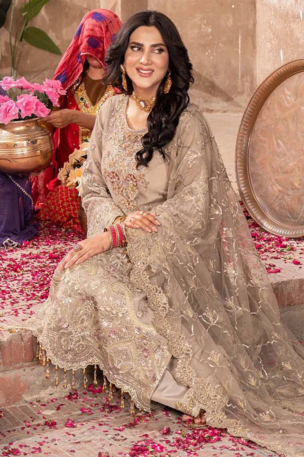 Imrozia 3Pc Embroidered Net Suit IP-149 RANGOLI gulbuy.com
