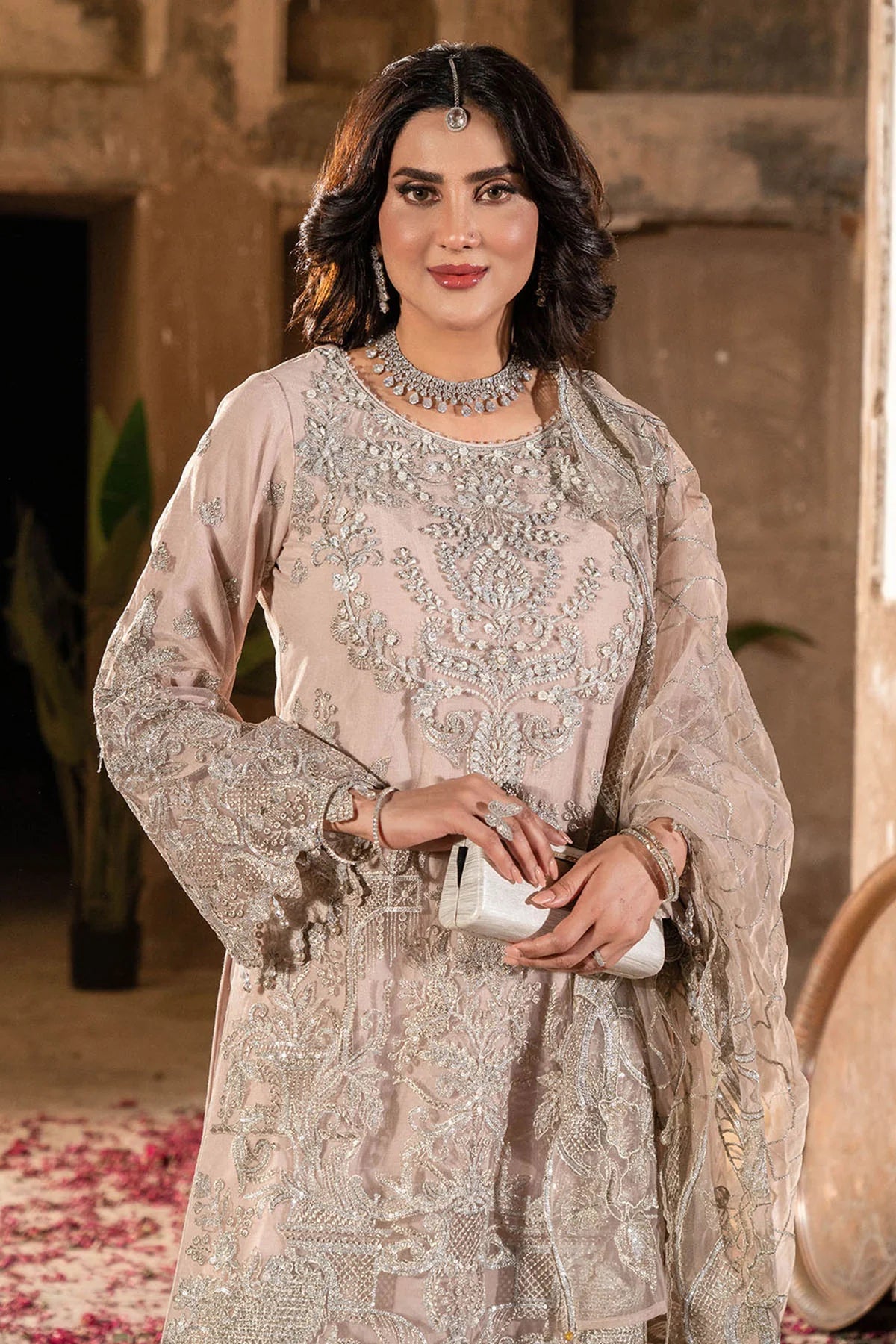 Imrozia 3Pc Embroidered Net Suit IP-146 JASHNI gulbuy.com