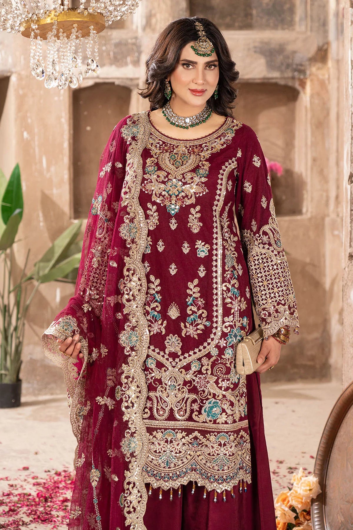 Imrozia 3Pc Embroidered Net Suit IP-153 HIKAYAT gulbuy.com