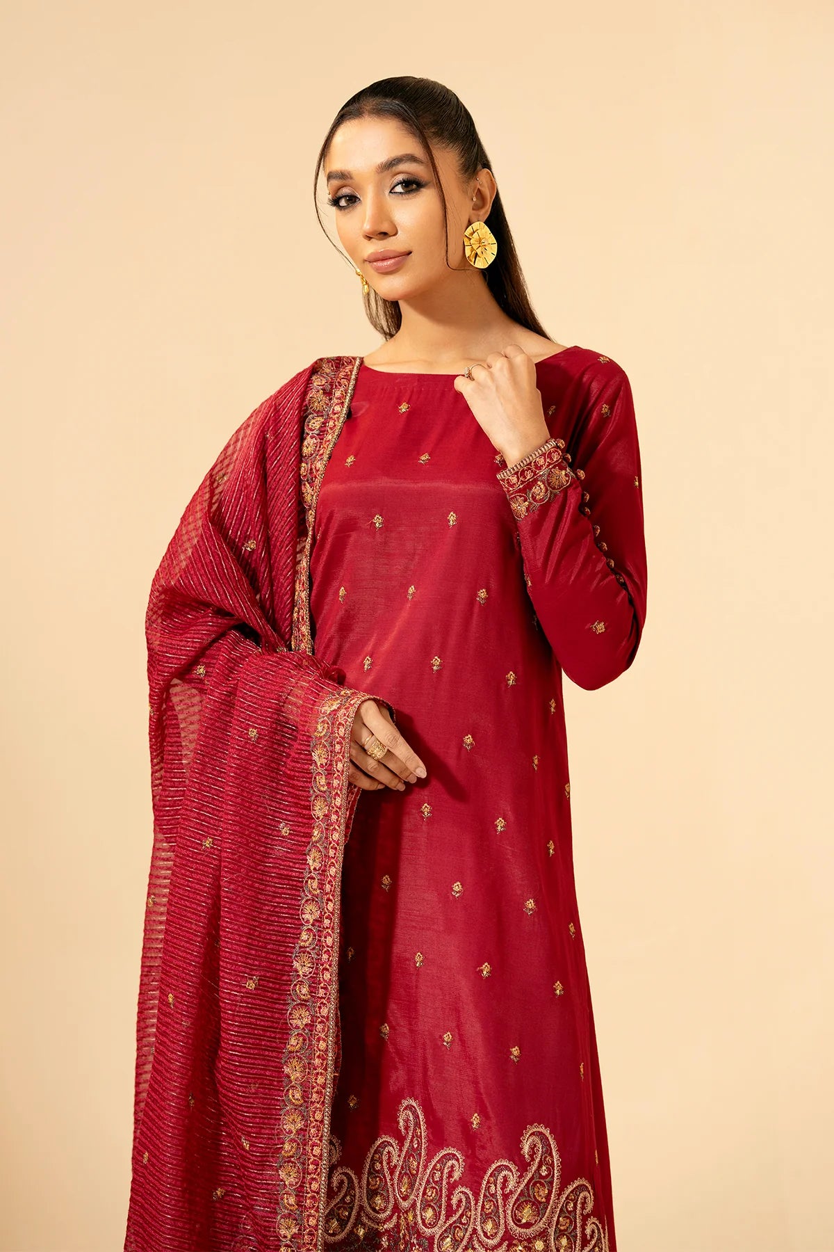 Kayseria Embroidered Raw Silk Suit E1379 gulbuy.com