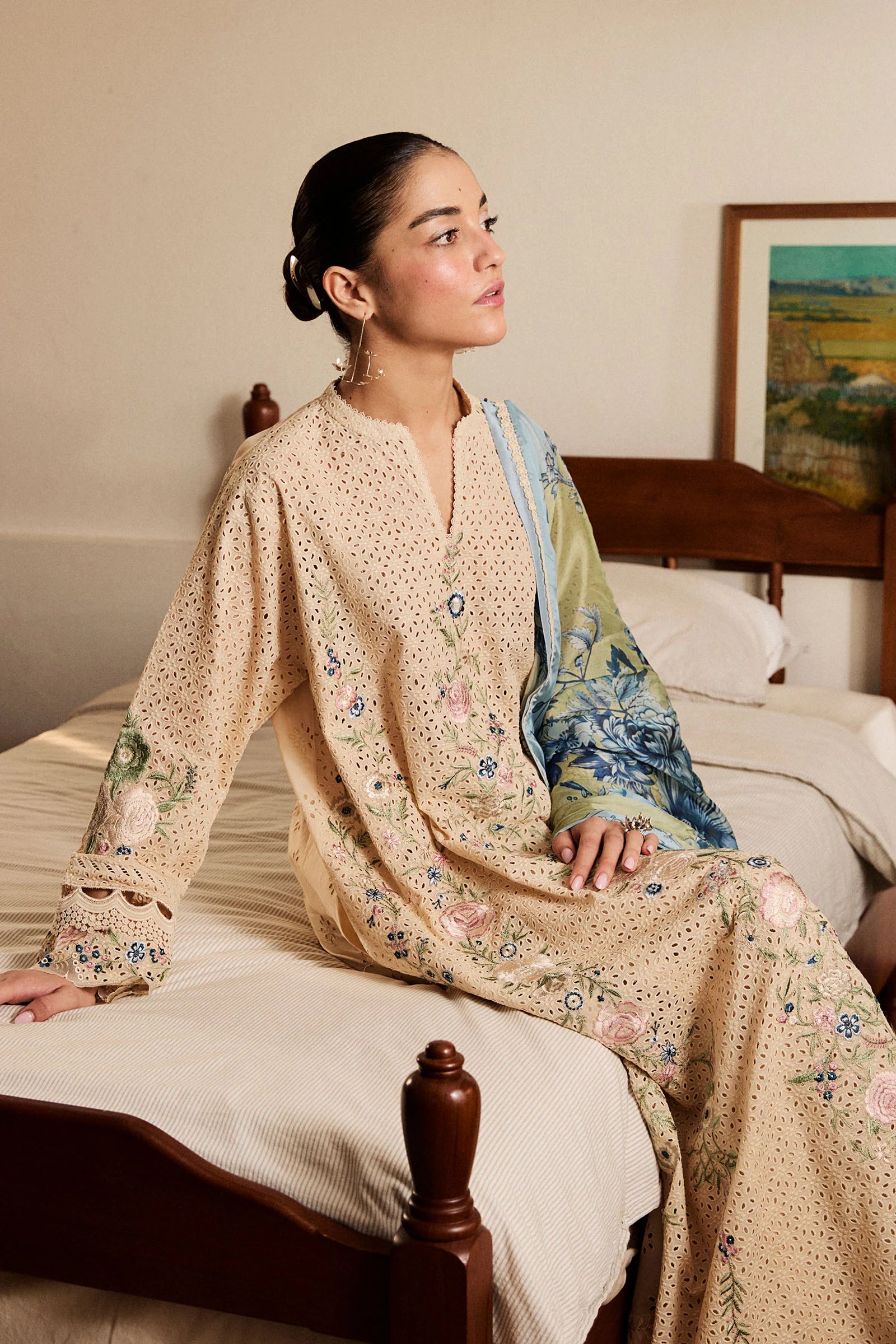 Zara Shahjahan 3Pc Embroidered Lawn Suit Asa-5A gulbuy.com