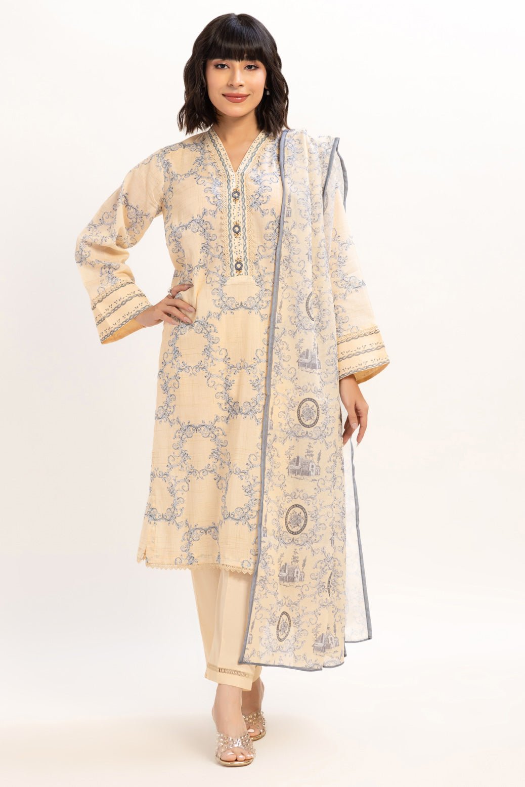 BONANZA SATRANGI 3PC PRINTED CAMBRIC SUIT (BPS6243P09)