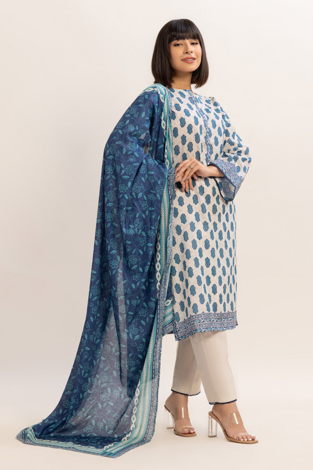 BONANZA SATRANGI 3PC PRINTED CAMBRIC SUIT (BPS6243P27)
