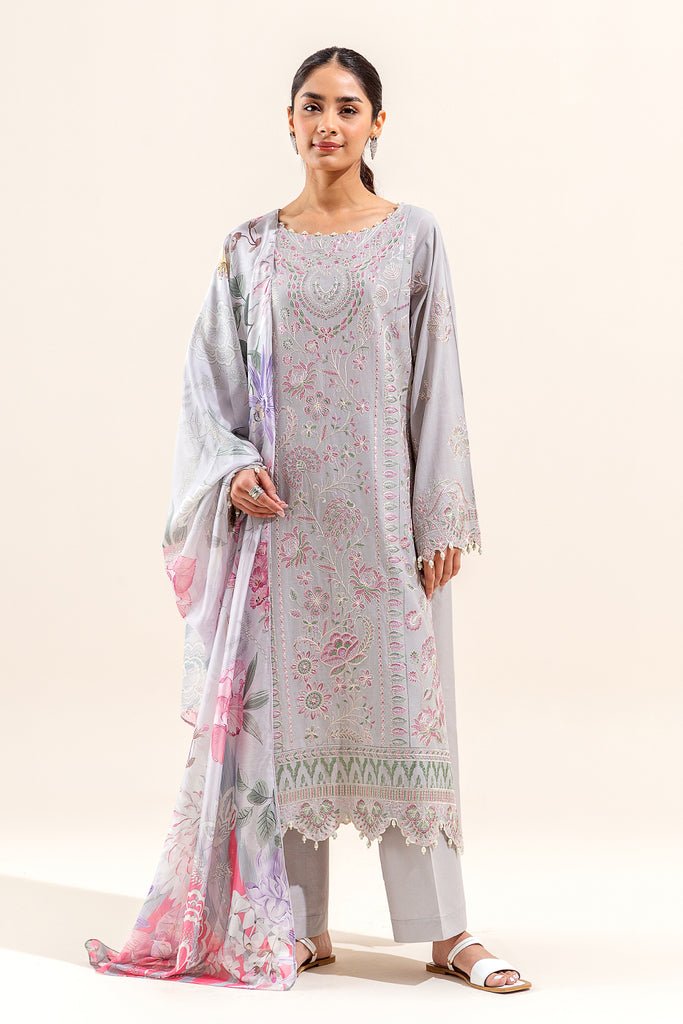 Beechtree 3Pc Embroidered Lawn Suit (BT12402UN004117-SILVER)