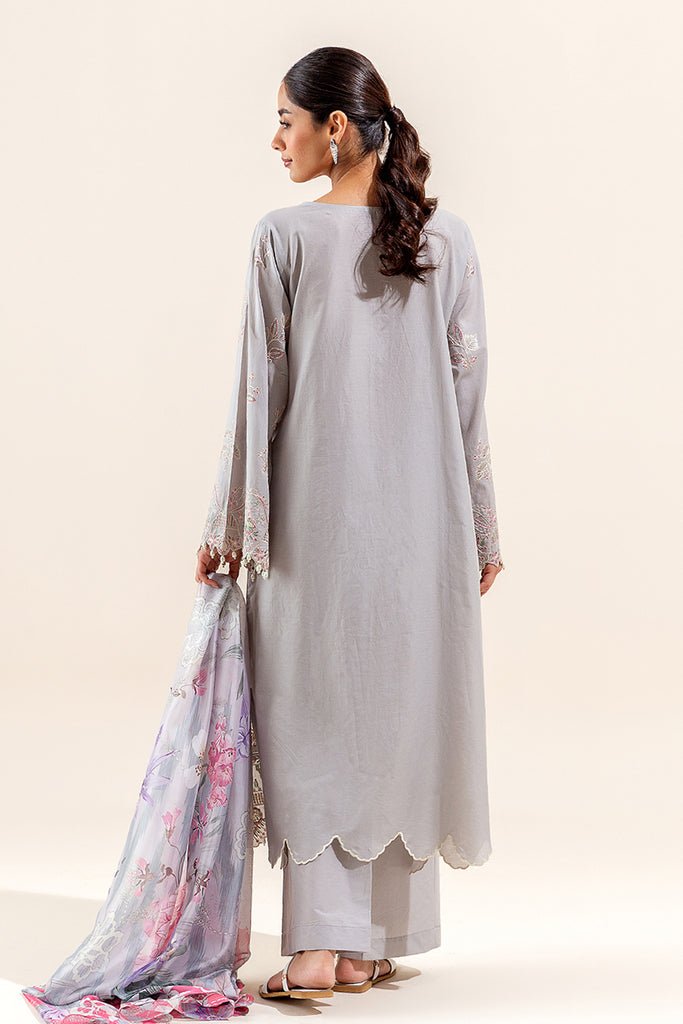 Beechtree 3Pc Embroidered Lawn Suit (BT12402UN004117-SILVER) gulbuy.com