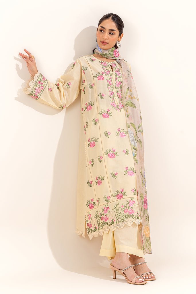 Beechtree 3Pc Embroidered Lawn Suit (BT12402UN004119-BEIGE)