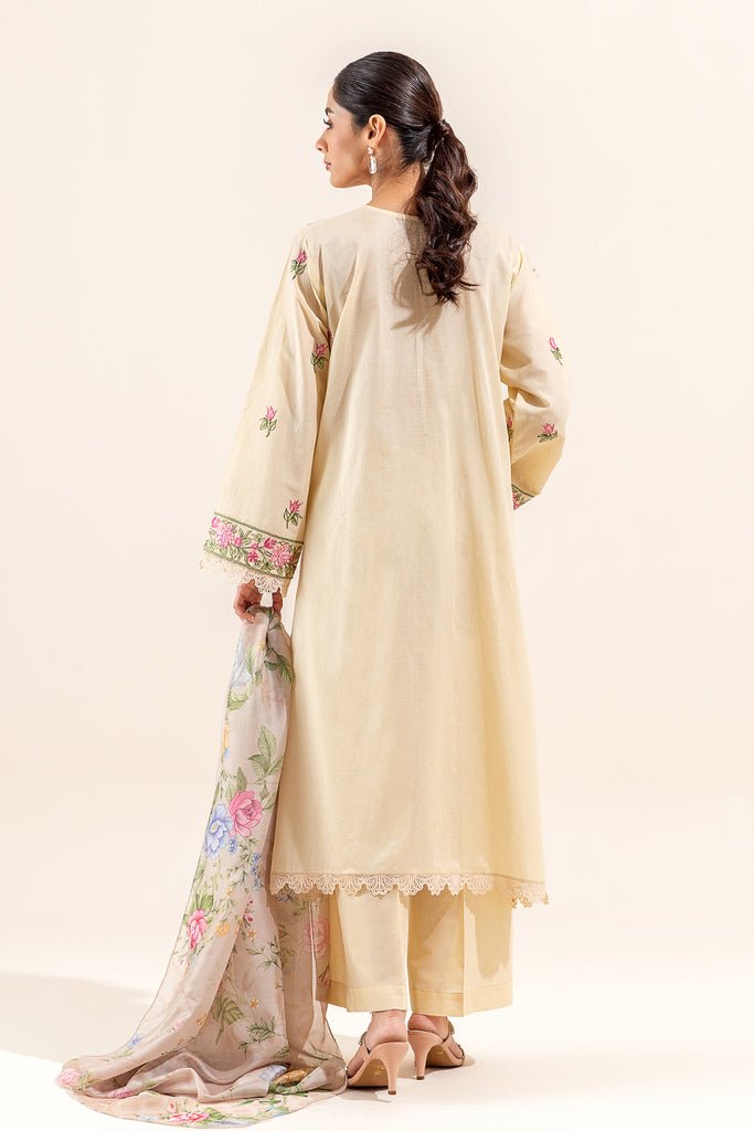 Beechtree 3Pc Embroidered Lawn Suit (BT12402UN004119-BEIGE) gulbuy.com