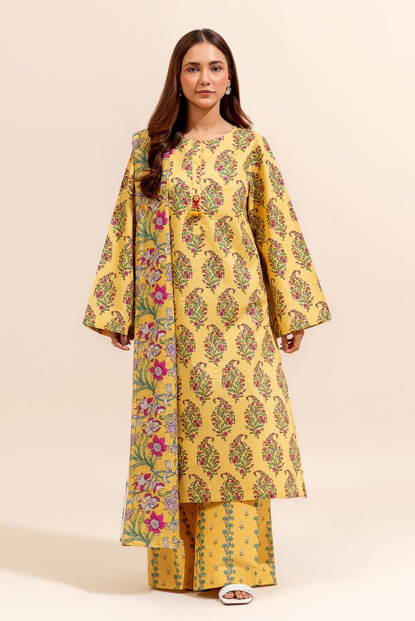 Beechtree 3Pc Printed Lawn Suit (BT12403UN004213-YELLOW)