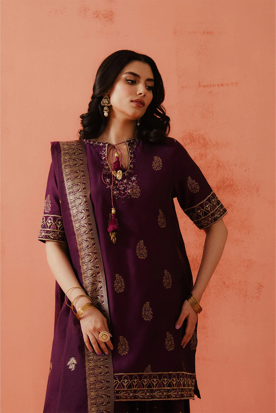 Beechtree 3Pc Embroidered Jacquard Suit BT12502UN006322 gulbuy.com