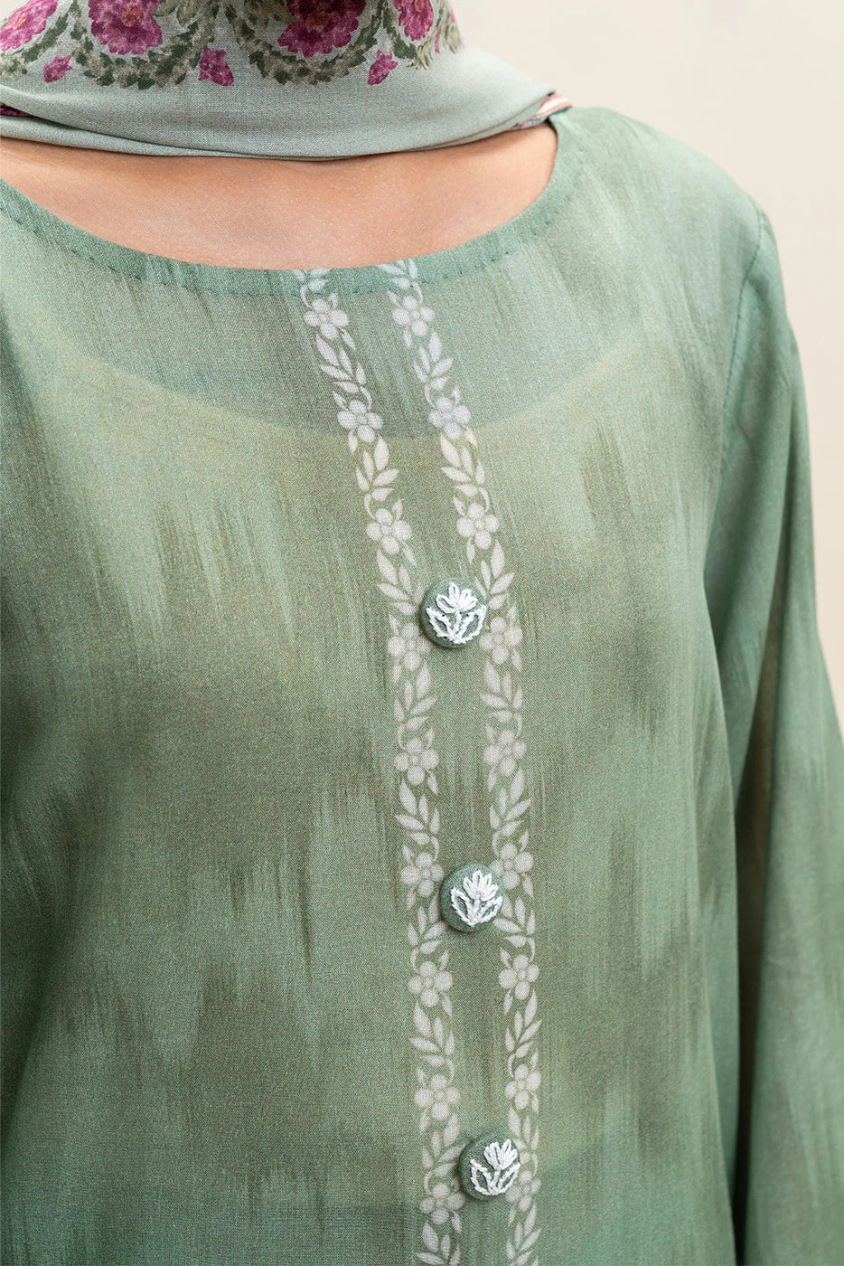 Beechtree 3Pc Printed Lawn Suit PALE GREEN gulbuy.com