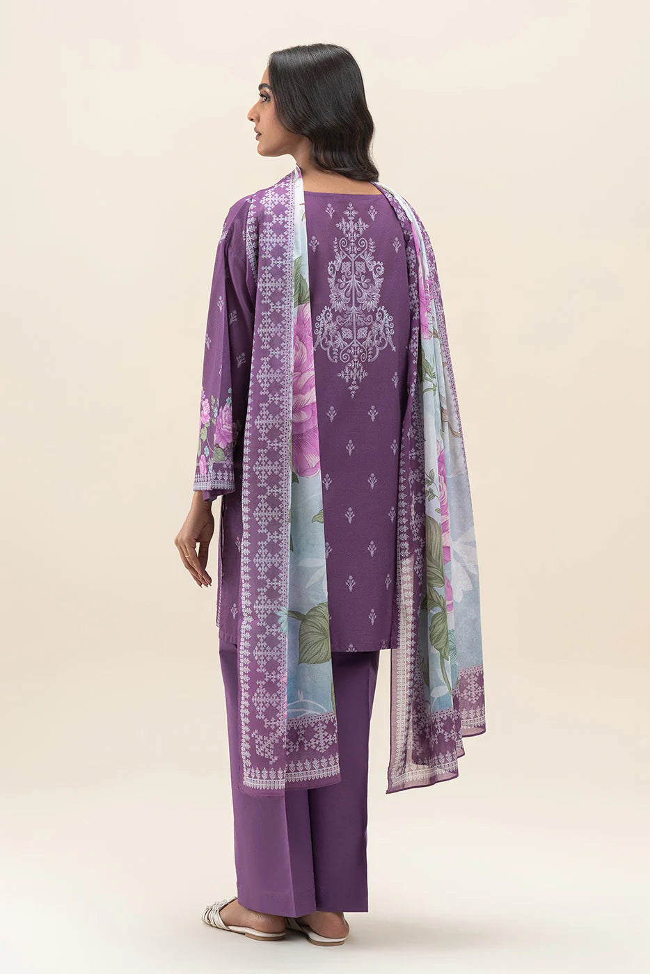 Beechtree 3Pc Printed Lawn Suit CARMIN ROSE gulbuy.com