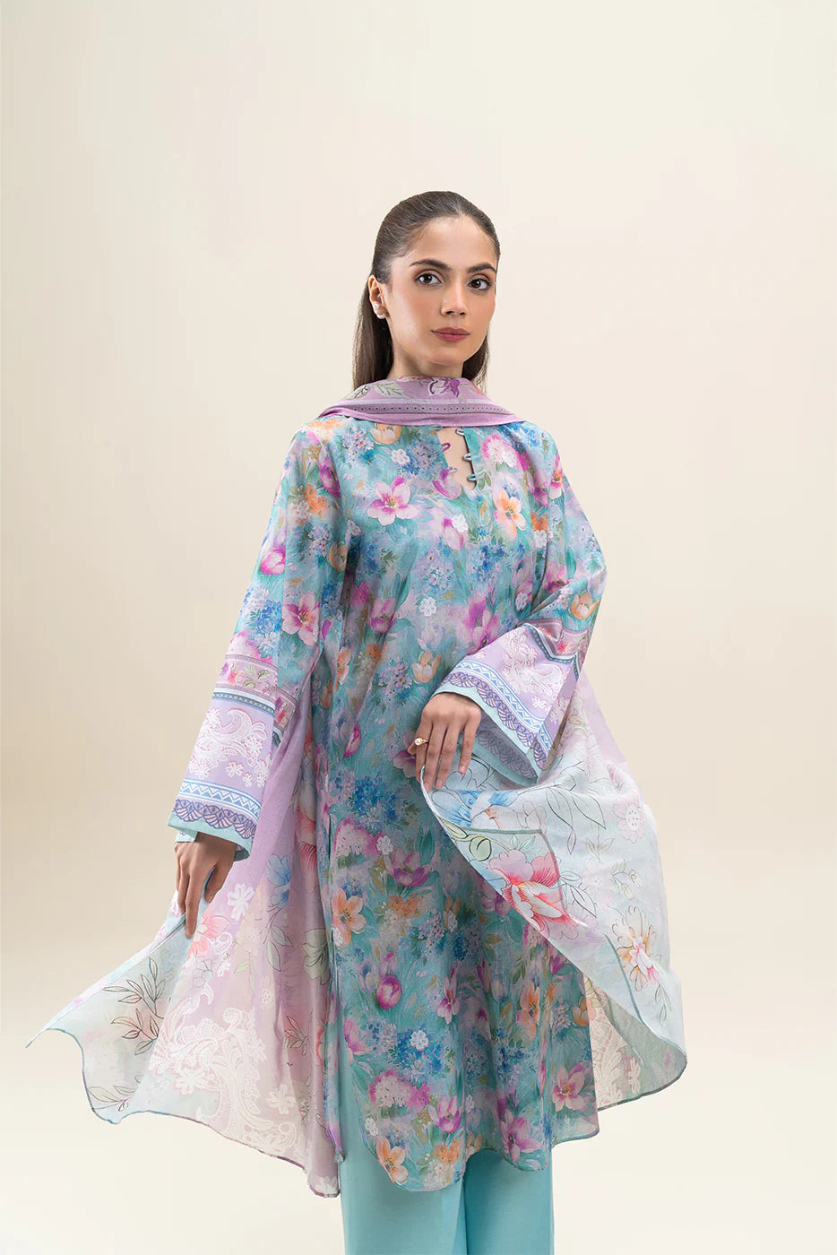 Beechtree 3Pc Printed Lawn Suit CANDY BLOOM gulbuy.com