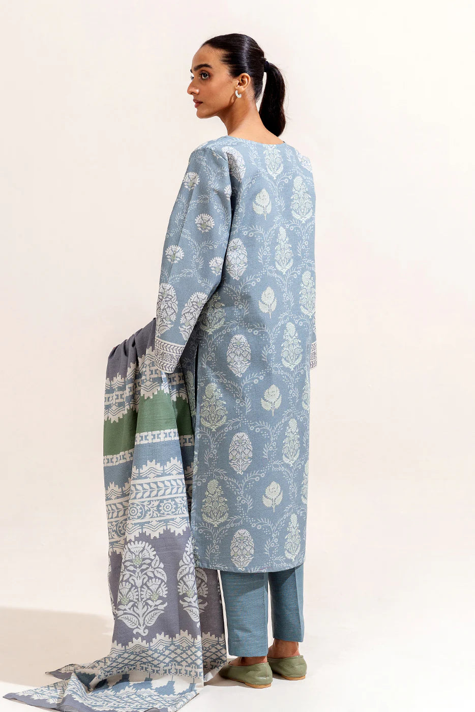 BEECHTREE 3PC PRINTED KHADDAR SUIT-AEGEAN GOLD-BT22401UN004019 gulbuy.com