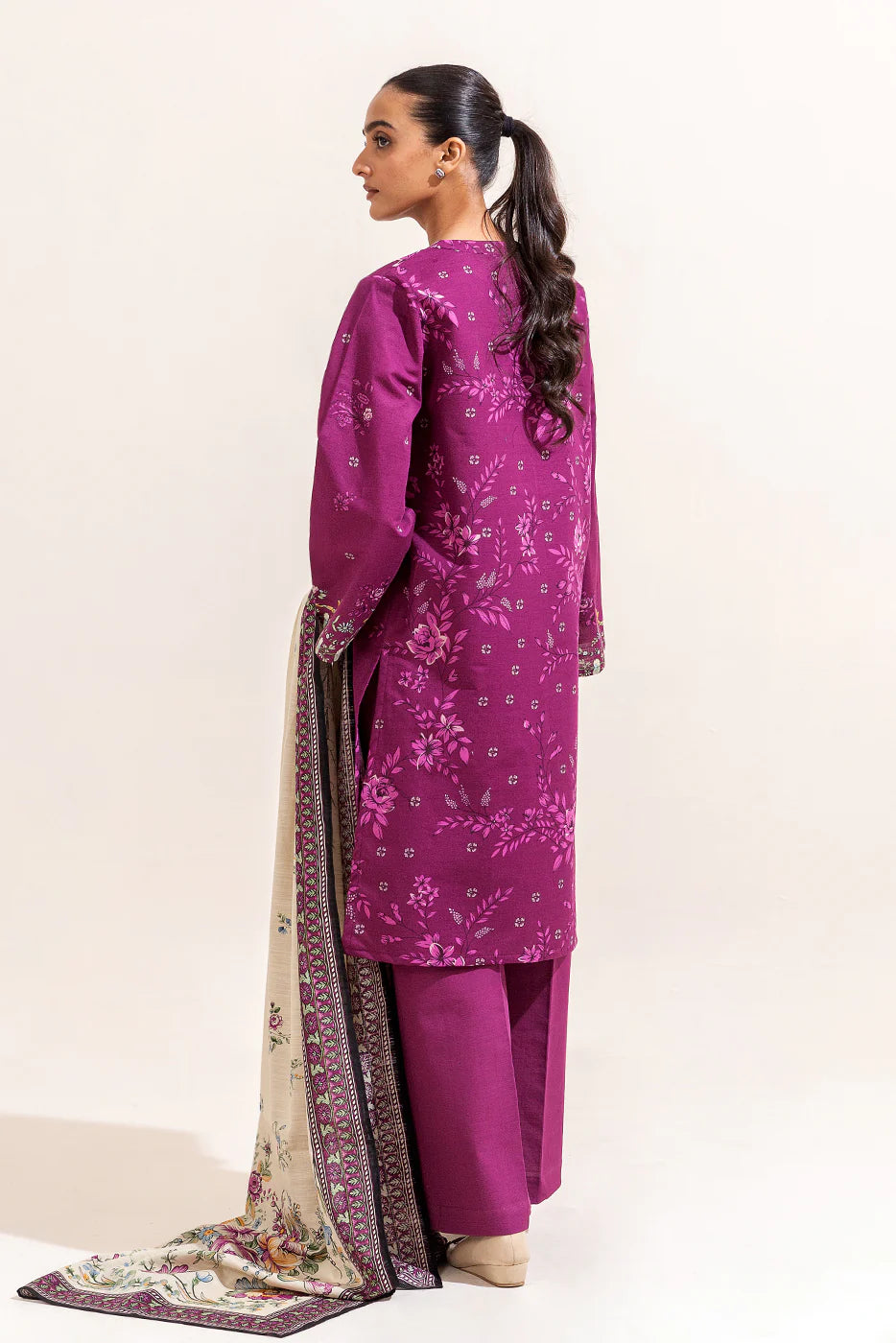 BEECHTREE 3PC PRINTED KHADDAR SUIT-MULBERRY ORCHID-BT22402UN004121 gulbuy.com