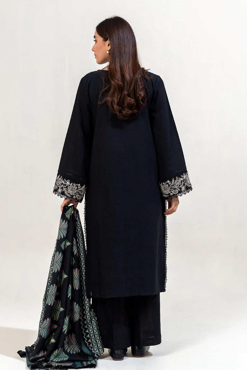 Beechtree 3Pc Embroidered Khaddar Suit MIDNIGHT ORCHID gulbuy.com