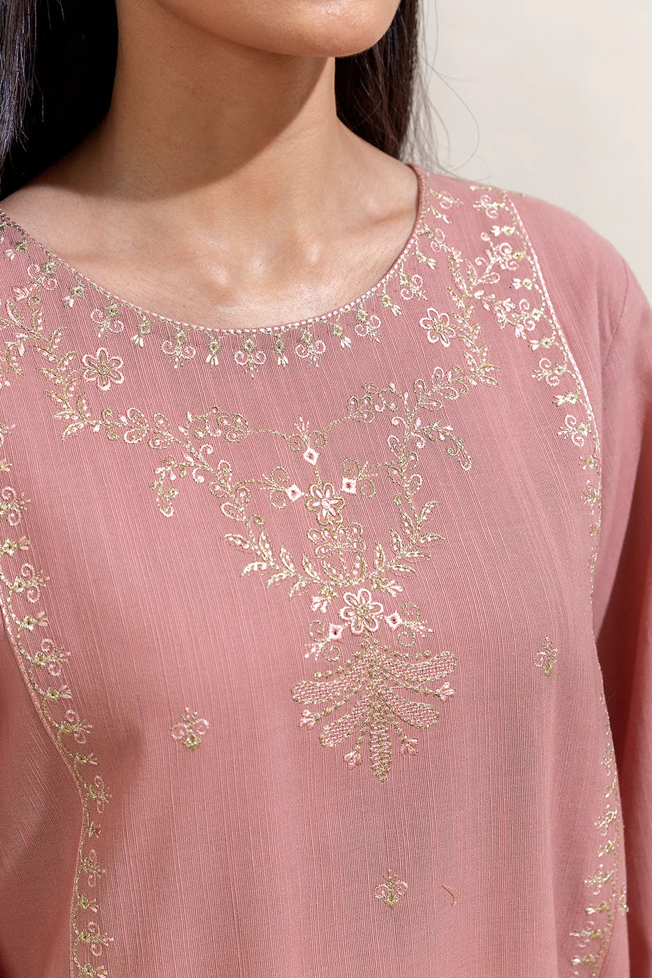 BEECHTREE 3PC EMBROIDERED KHADDAR SUIT-ROSE PINK-BT22402UN004172 gulbuy.com