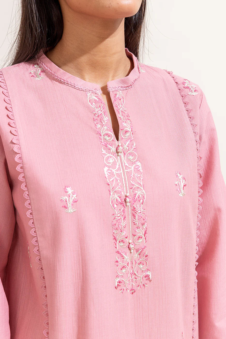 BEECHTREE 3PC EMBROIDERED KHADDAR SUIT-IMPERIAL PINK-BT22402UN004178 gulbuy.com