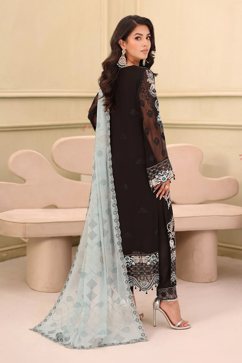 Ramsha 3Pc Embroidered Chiffon Suit F-2703 gulbuy.com