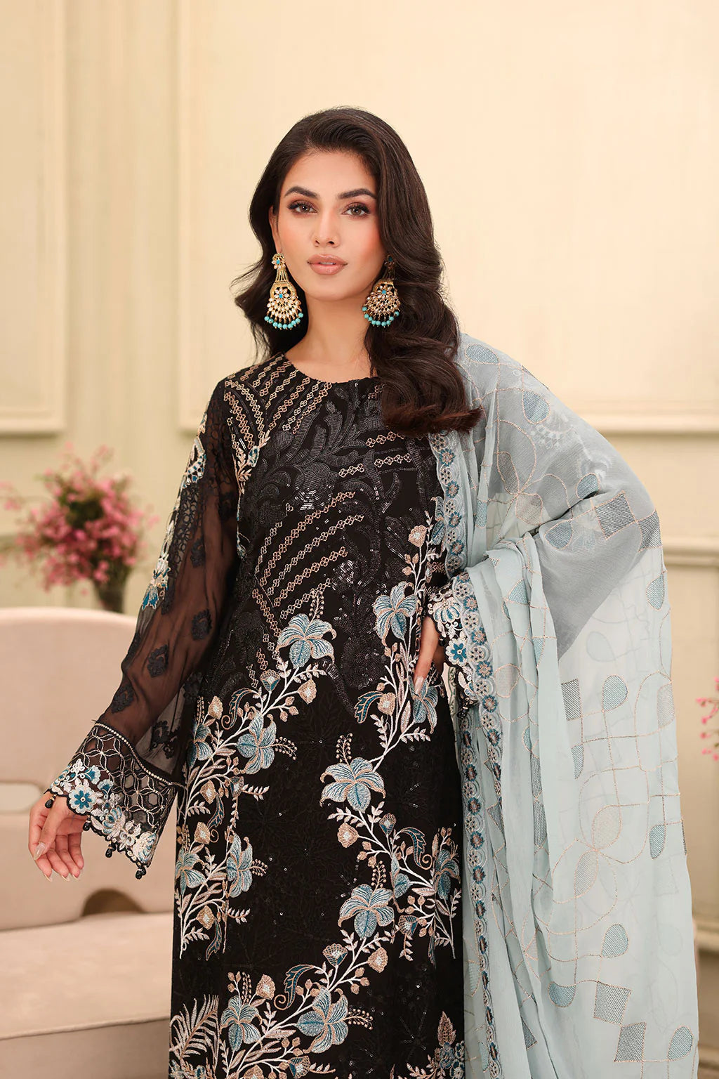 Ramsha 3Pc Embroidered Chiffon Suit F-2703 gulbuy.com