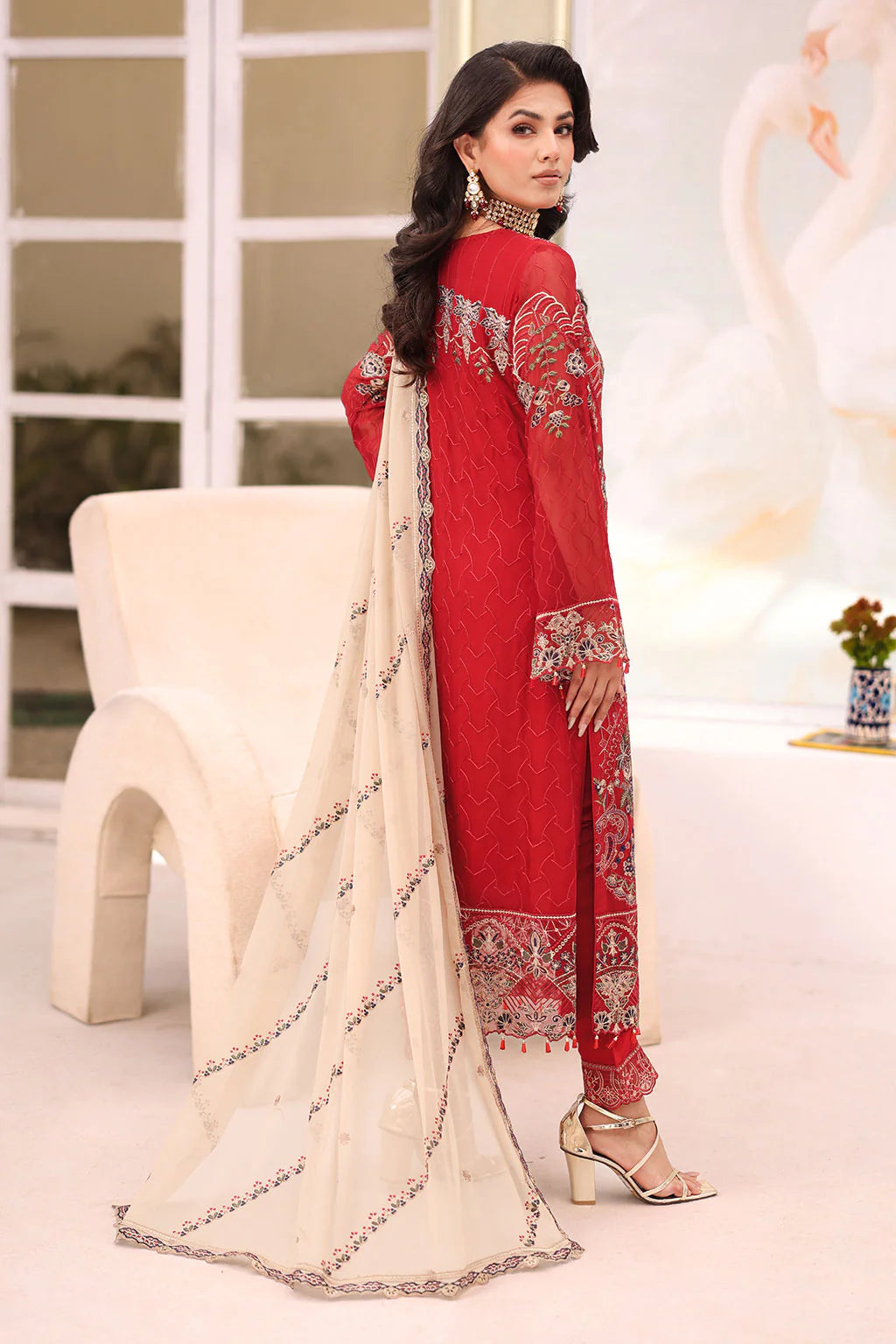 Ramsha 3Pc Embroidered Chiffon Suit F-2711 gulbuy.com