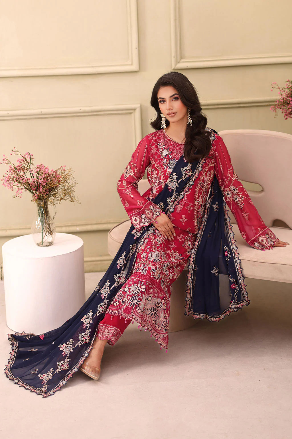 Ramsha 3Pc Embroidered Chiffon Suit F-2705 gulbuy.com