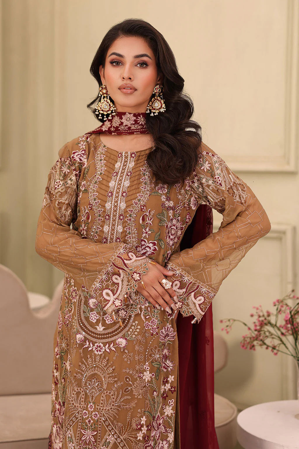Ramsha 3Pc Embroidered Chiffon Suit F-2702 gulbuy.com
