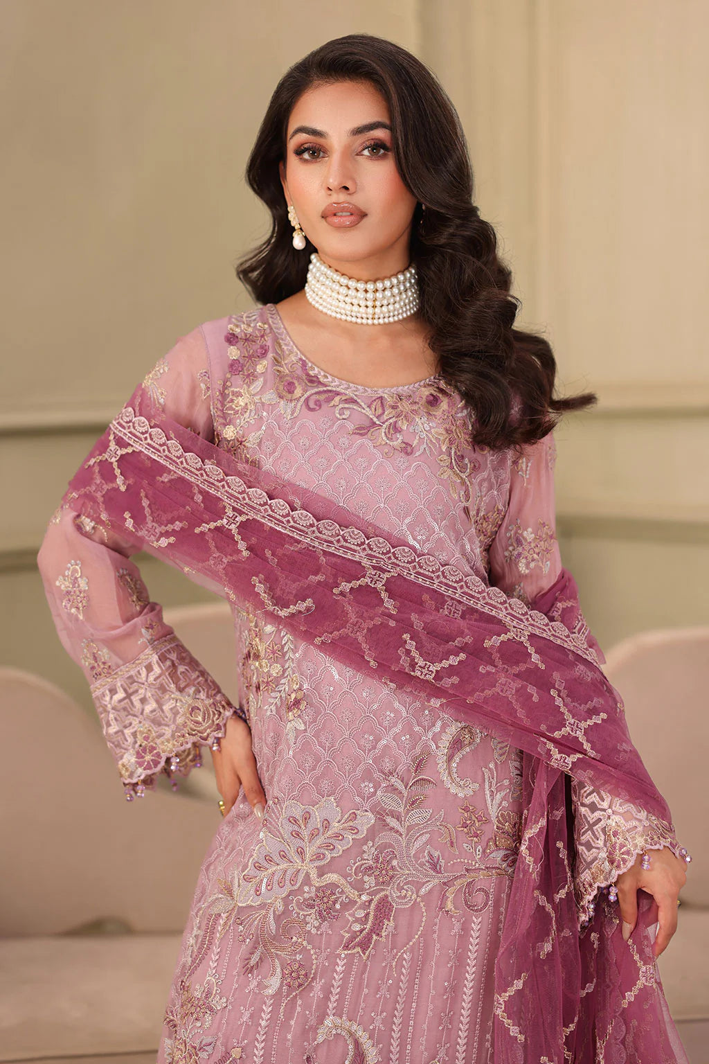 Ramsha 3Pc Embroidered Chiffon Suit F-2709 gulbuy.com