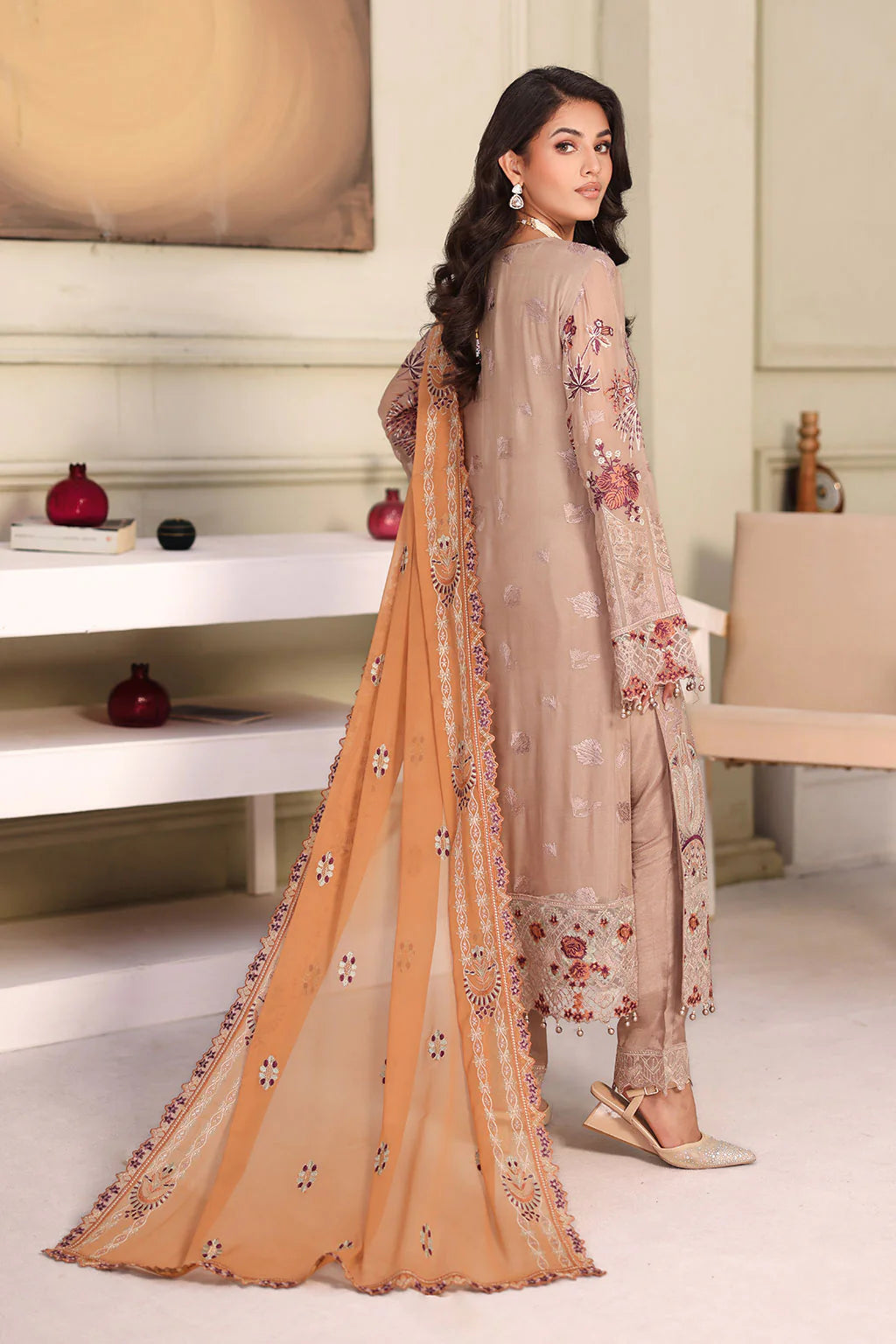Ramsha 3Pc Embroidered Chiffon Suit F-2708 gulbuy.com