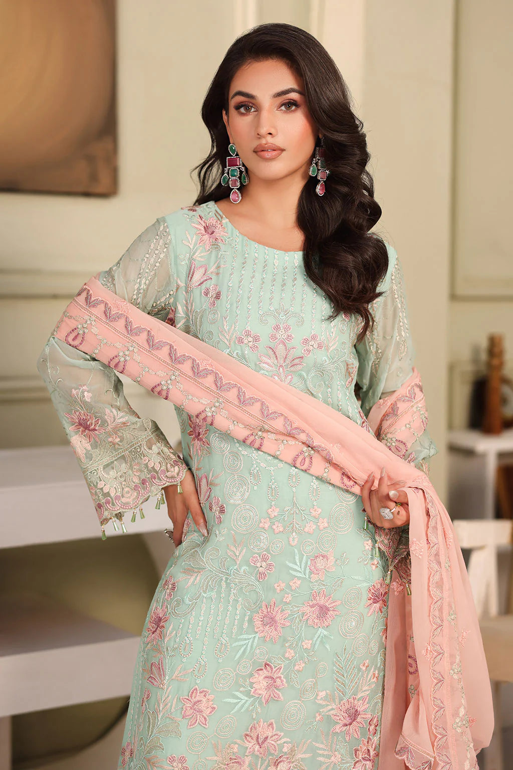 Ramsha 3Pc Embroidered Chiffon Suit F-2710 gulbuy.com