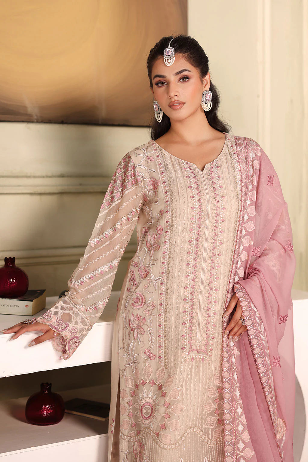 Ramsha 3Pc Embroidered Chiffon Suit F-2704 gulbuy.com