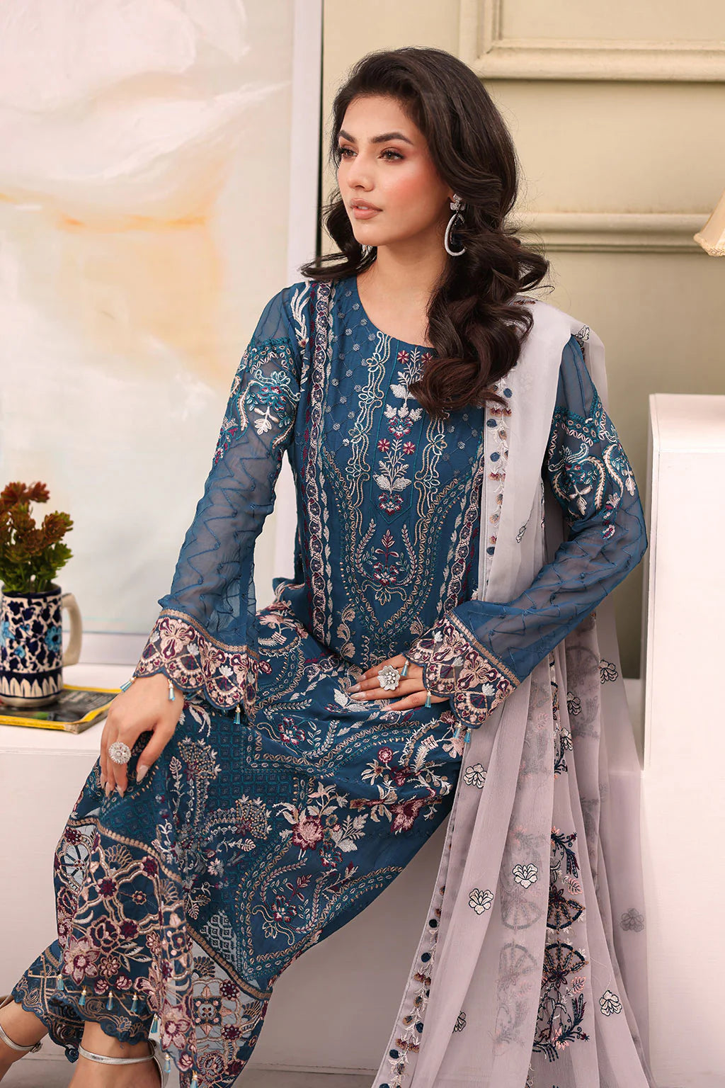 Ramsha 3Pc Embroidered Chiffon Suit F-2707 gulbuy.com