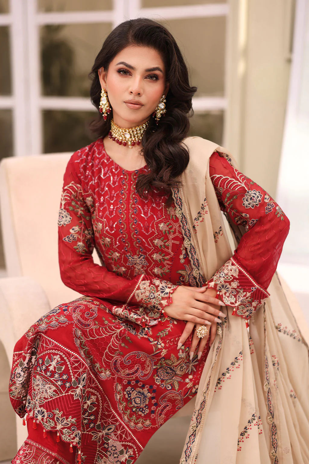 Ramsha 3Pc Embroidered Chiffon Suit F-2711 gulbuy.com