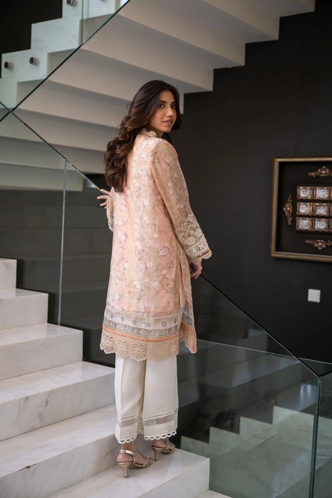 Dhanak 2Pc Embroidery Jacquard Suit SS24DA-2434 PEACH gulbuy.com
