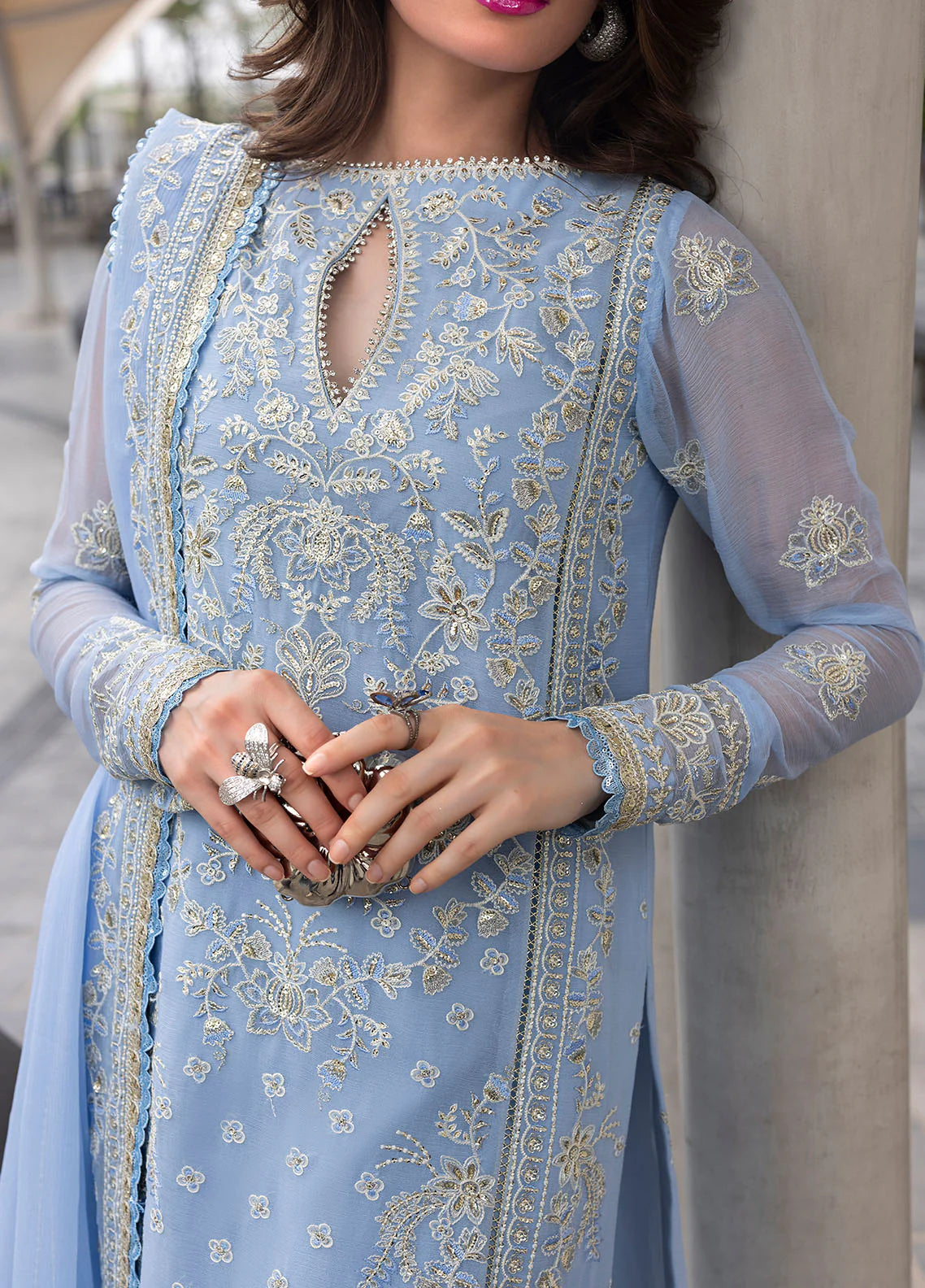 Sahane 3Pc Embroidered Chiffon Suit CT 25001 First Rain gulbuy.com