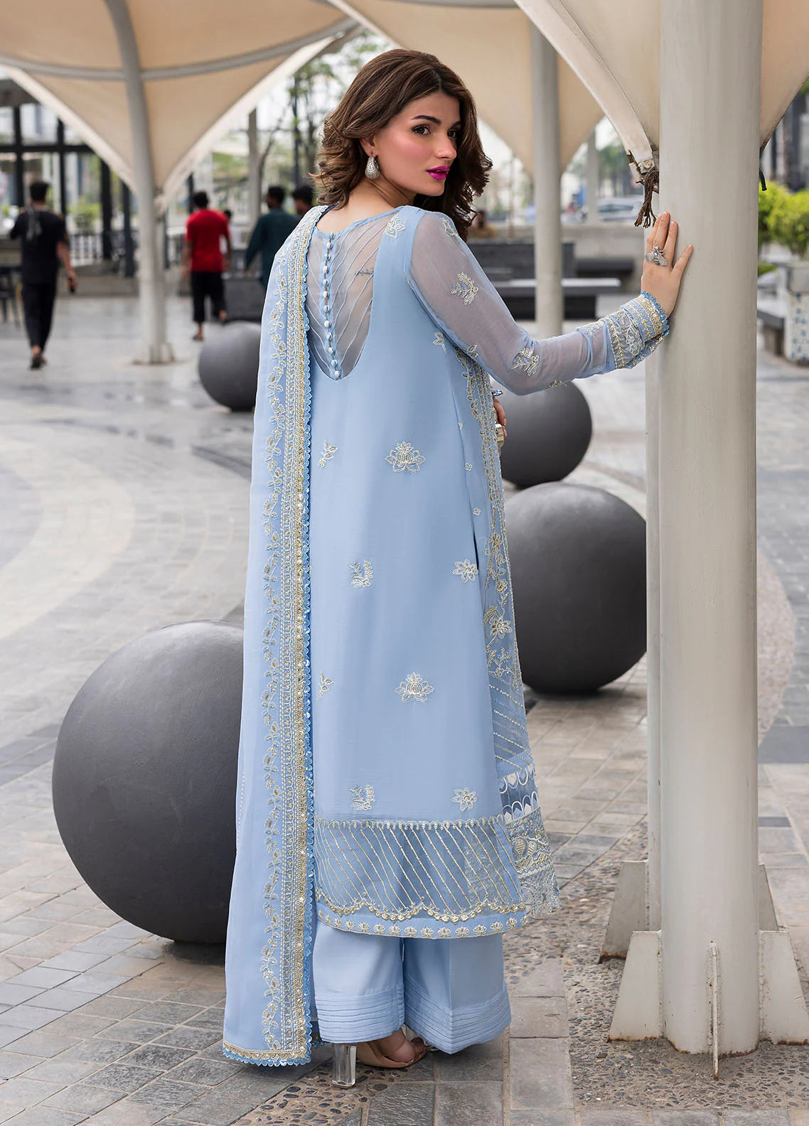 Sahane 3Pc Embroidered Chiffon Suit CT 25001 First Rain gulbuy.com