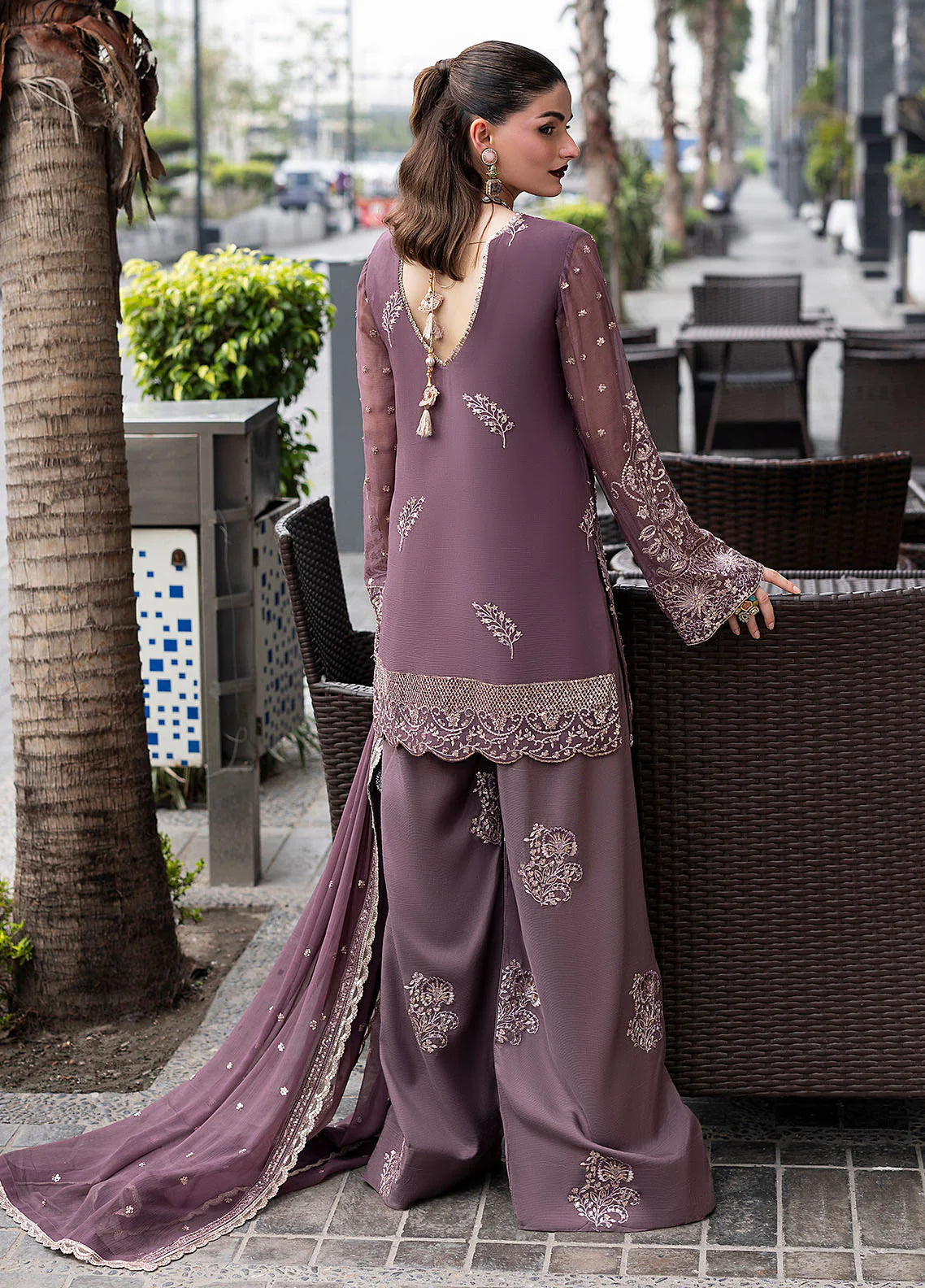 Sahane 3Pc Embroidered Chiffon Suit CT 25005 Roseate gulbuy.com
