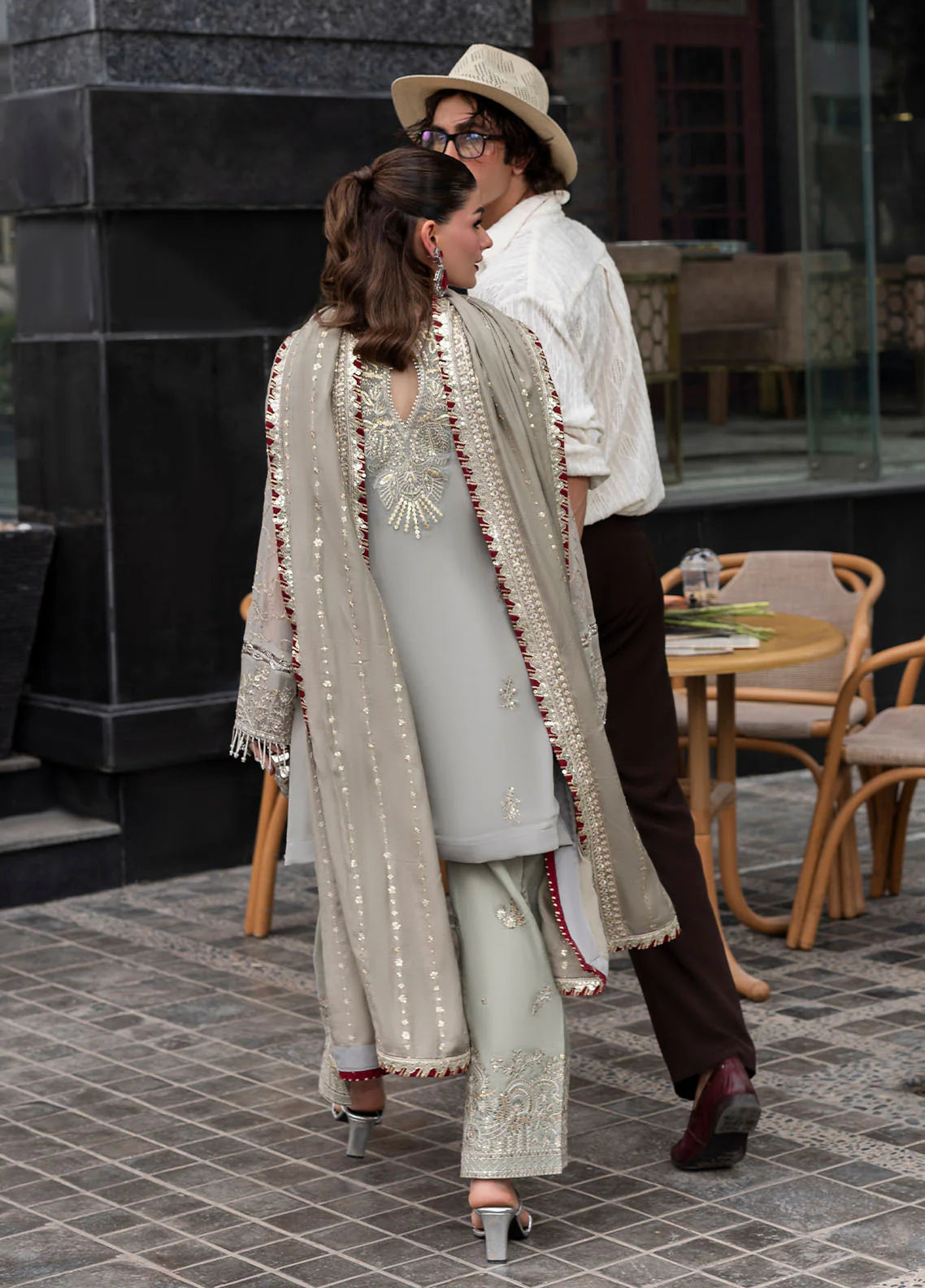 Sahane 3Pc Embroidered Chiffon Suit CT 25007 Dew gulbuy.com