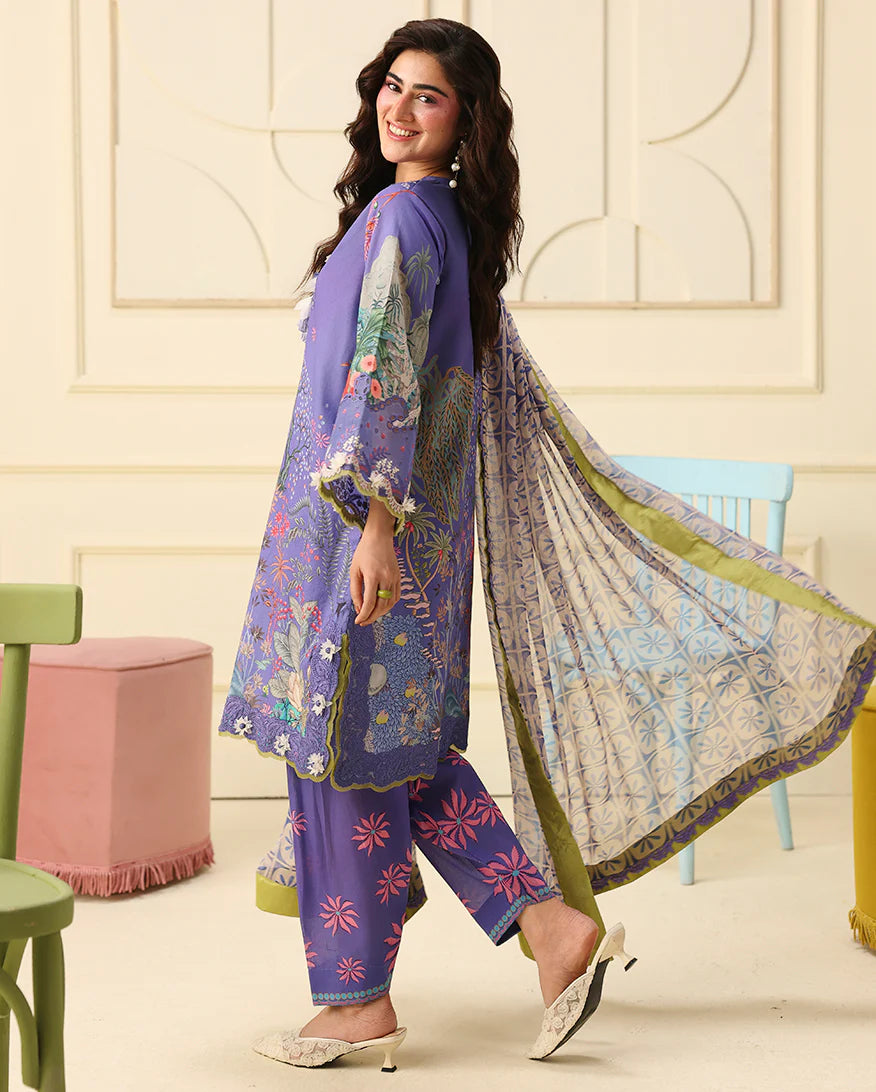 Mushq 3Pc  Printed Lawn Suit Camellia Kiss