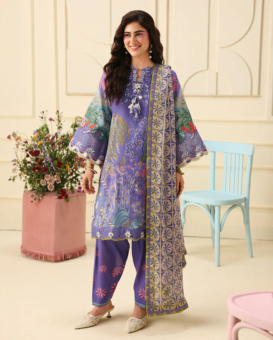 Mushq 3Pc  Printed Lawn Suit Camellia Kiss