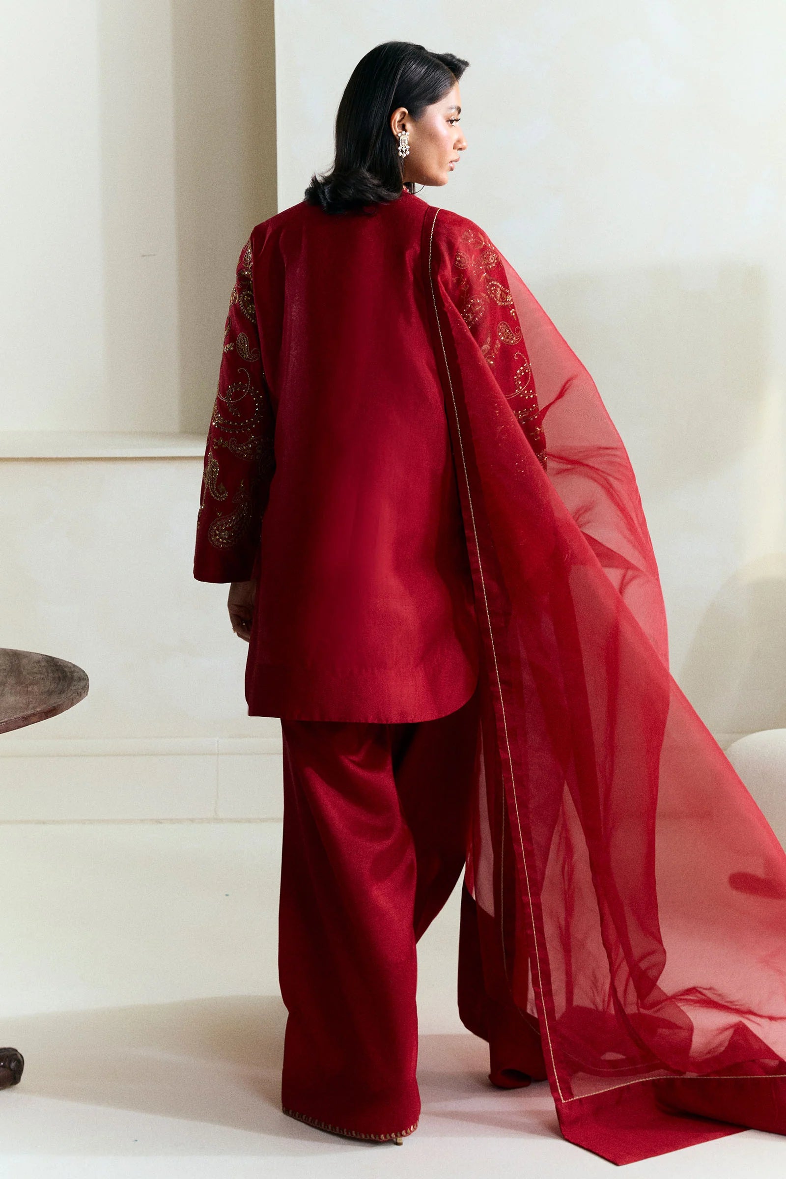 Zara Shahjahan 3Pc Embroidered Raw Silk Suit ZR25F0542 gulbuy.com