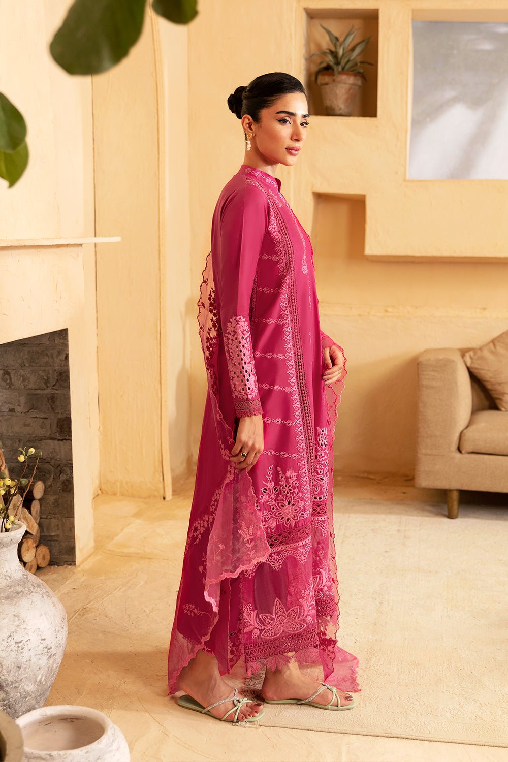 AZURE 3PC EMBROIDERED COTTON SUIT (Cherry-Bliss)