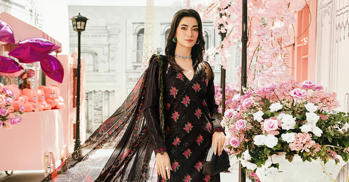 Maria b Stitched 3Pc Embroidered Lawn Suit MPT-2601-B gulbuy.com
