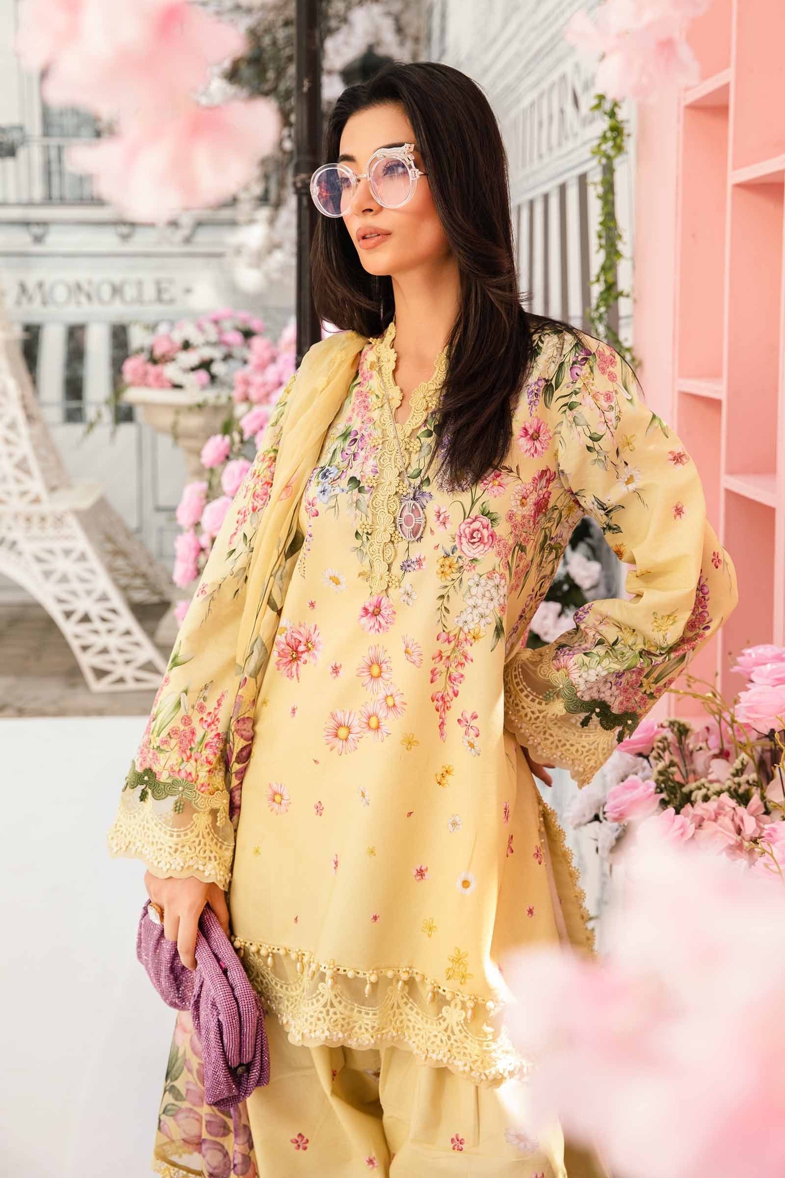 Maria b Stitched 3Pc Embroidered Lawn Suit MPT-2603-A gulbuy.com