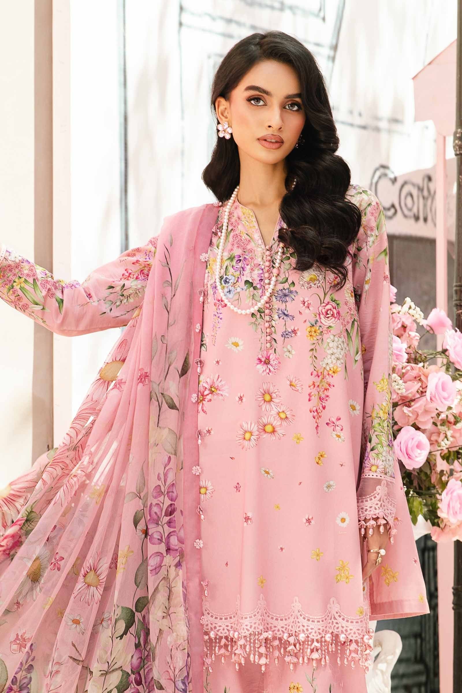 Maria b Stitched 3Pc Embroidered Lawn Suit MPT-2603-B gulbuy.com