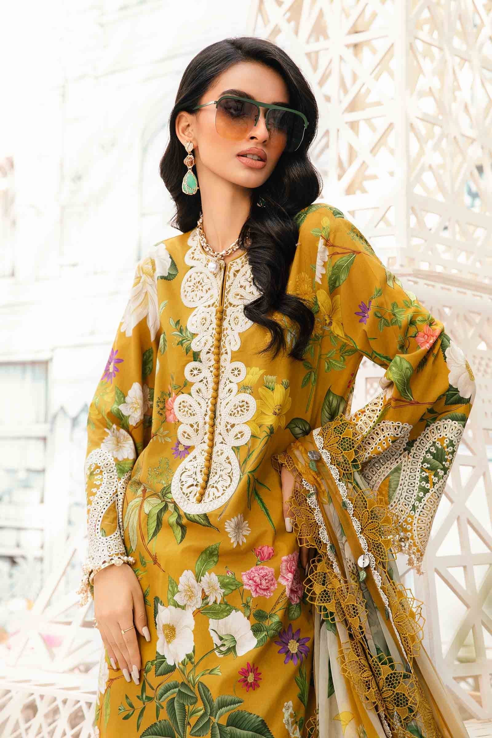 Maria b Stitched 3Pc Embroidered Lawn Suit MPT-2604-B gulbuy.com